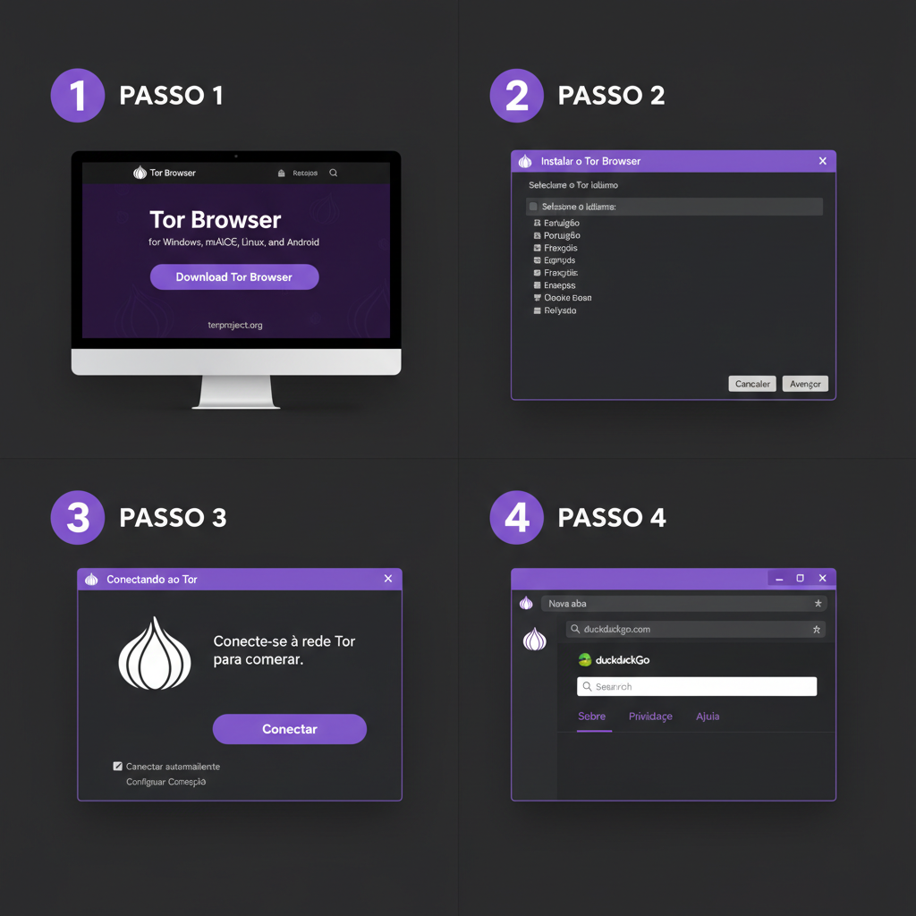 Guia passo a passo de instalação e primeiro uso do Tor Browser