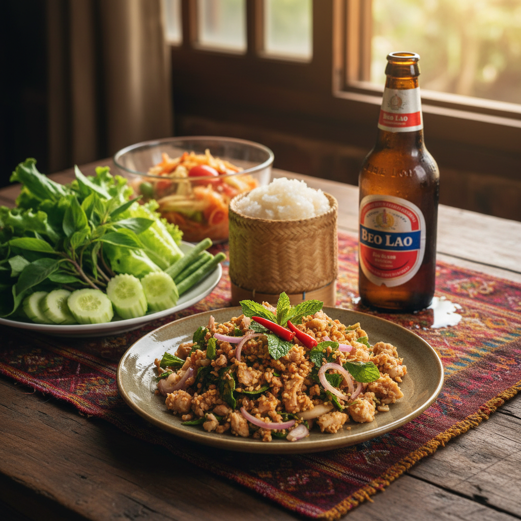 Laap and sticky rice—Laos's beloved national dishes that define the country's culinary soul and identity