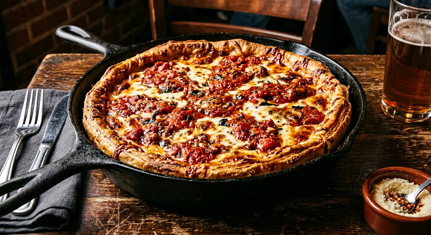 Chicago deep dish pizza at Gulliver's