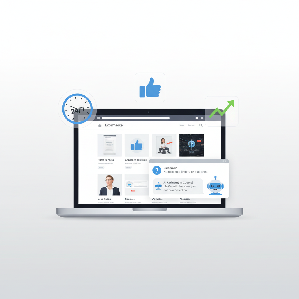 AI chatbot providing 24/7 automated customer support on an ecommerce website