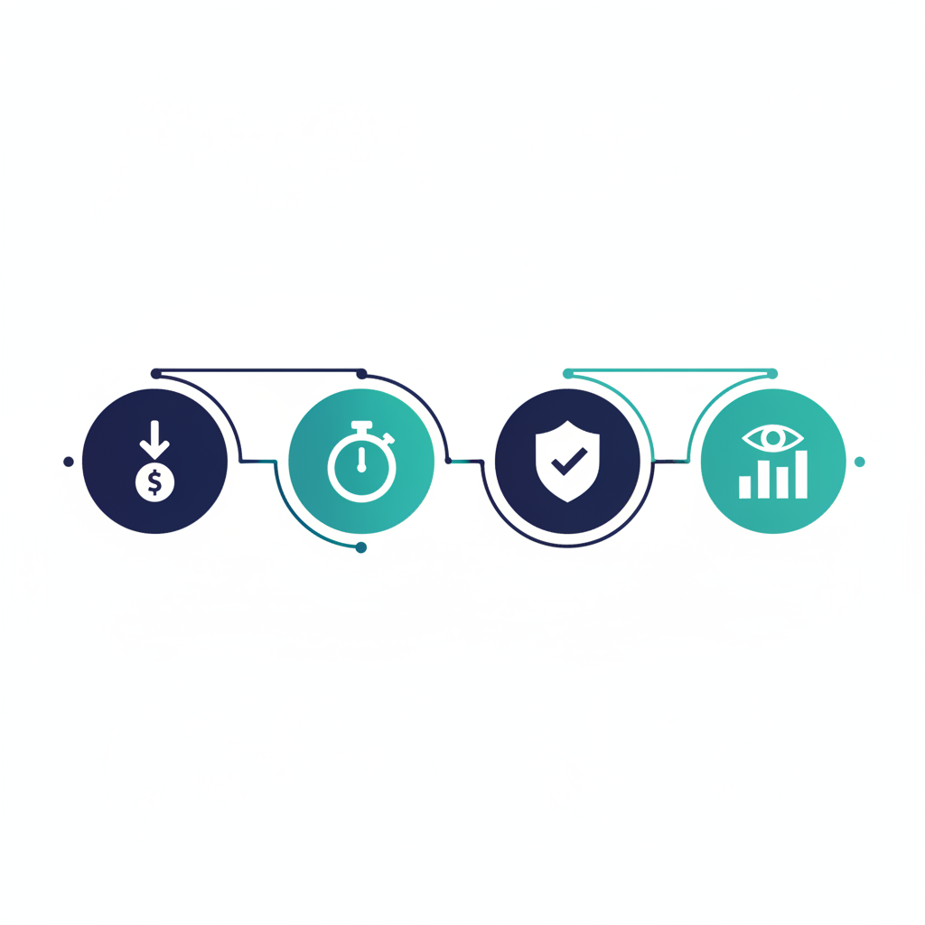 Core benefits of AI efficiency and operations agents including cost reduction, faster cycle times, fewer errors, and improved visibility