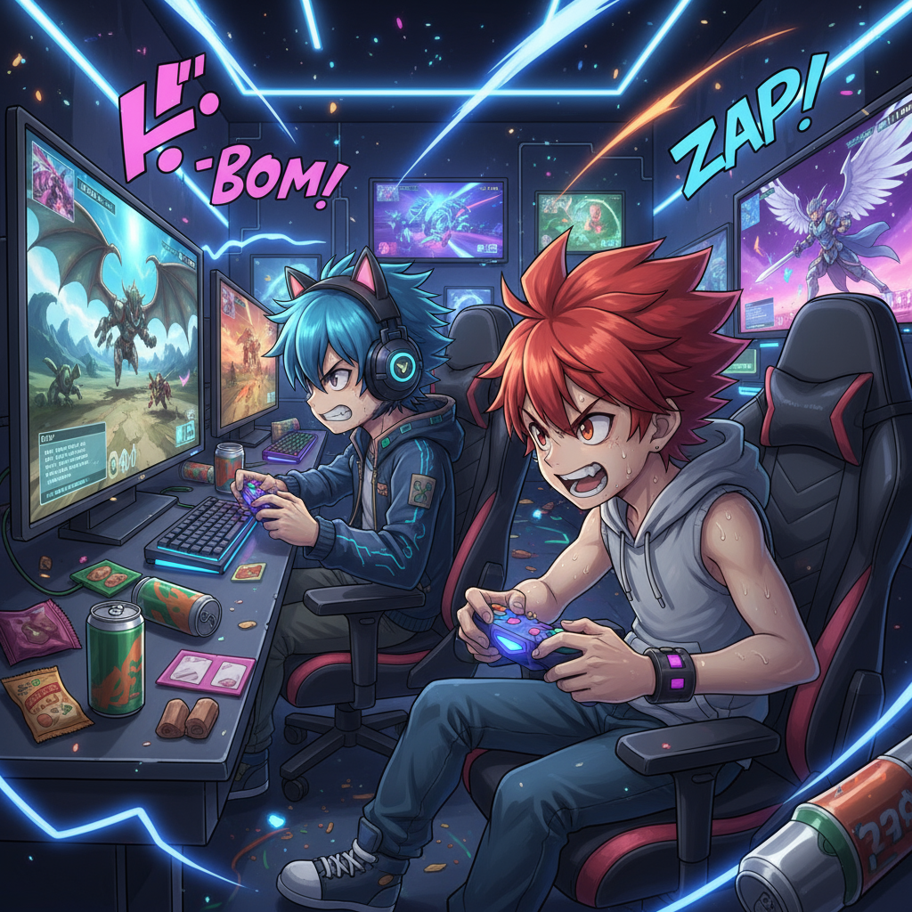 Two anime boys playing