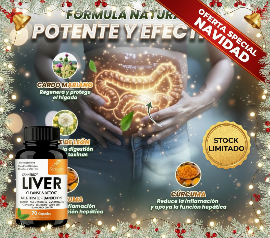 Anuncio navide&ntilde;o Liver Cleanse con oferta especial y stock limitado.