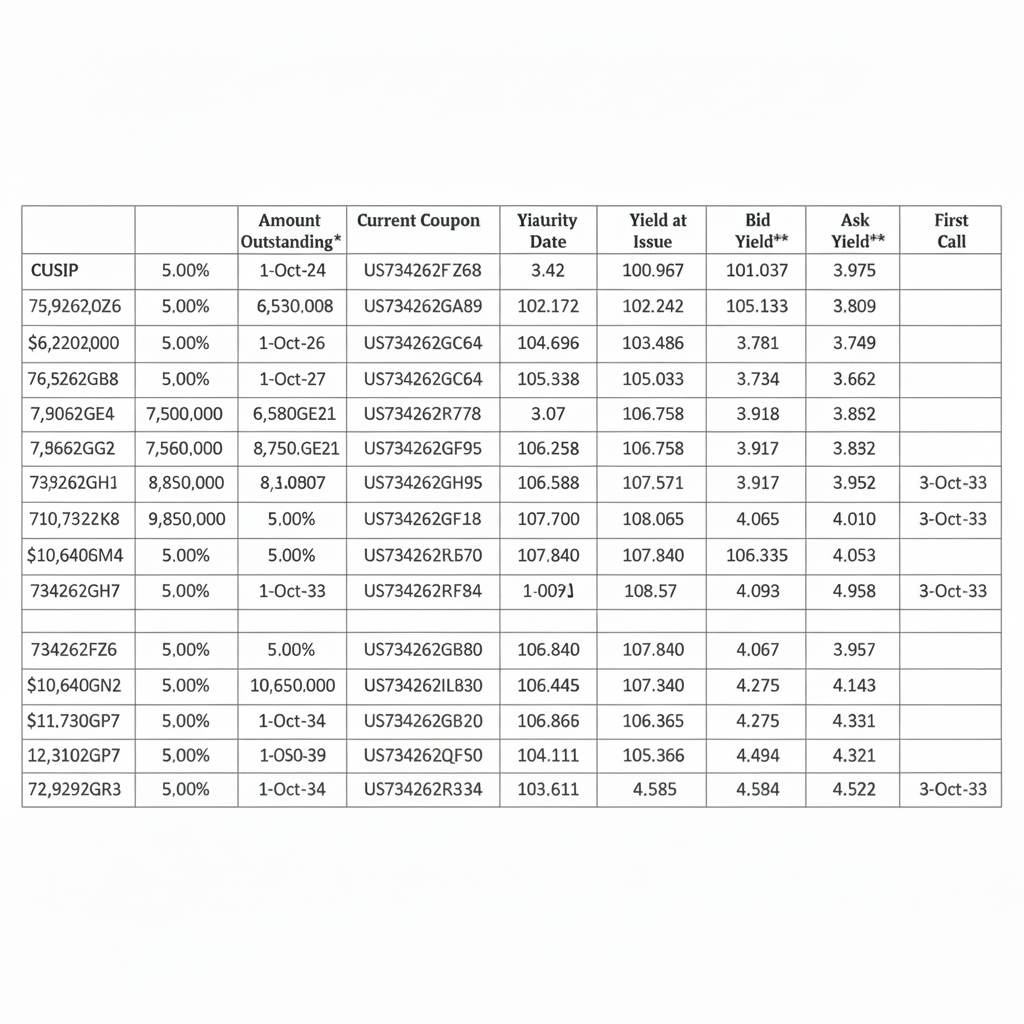 Cropped bond term sheet table image with reduced top and bottom white margins.