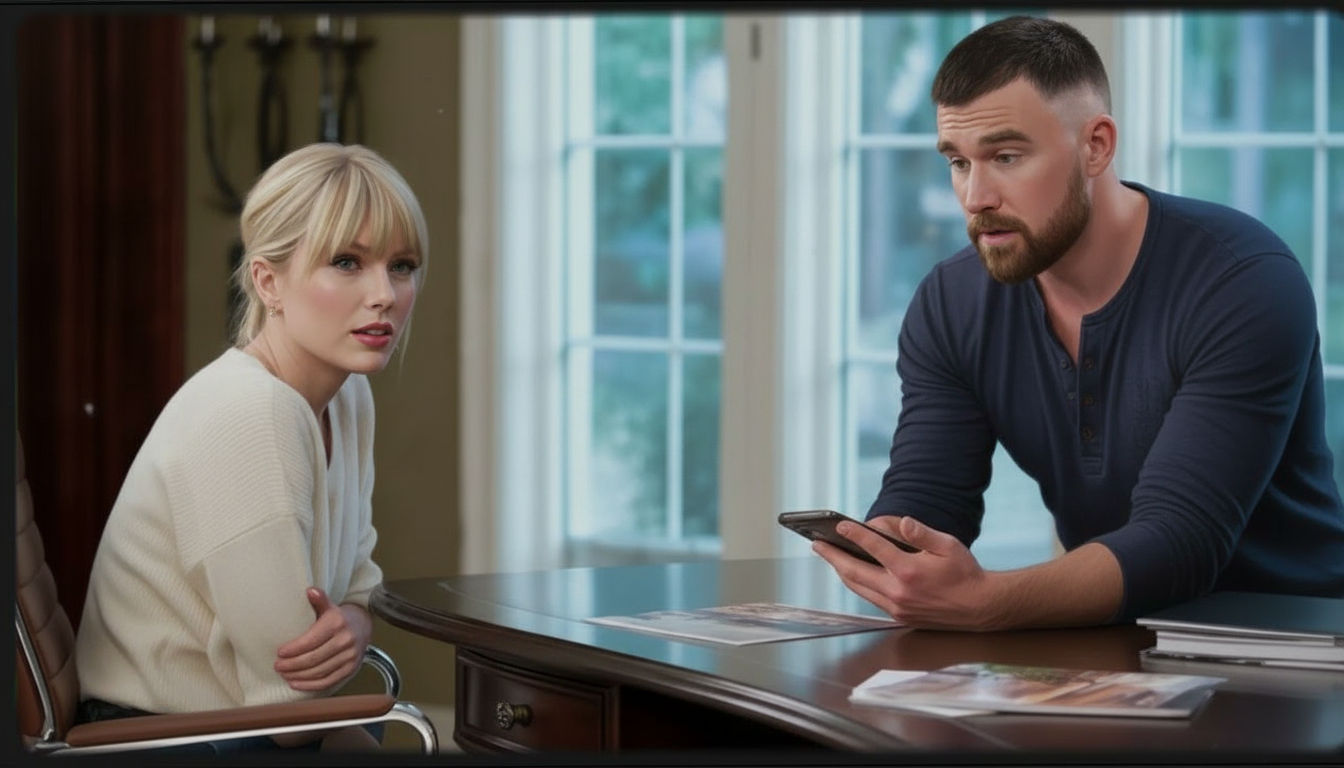 Hai người đang ngồi nói chuyện trên bàn làm việc, cảm hứng từ ảnh mẫu.