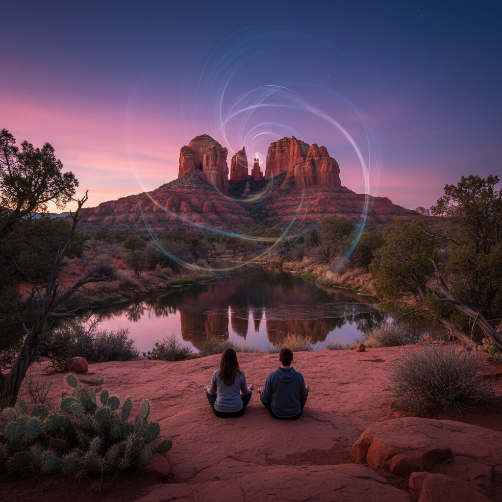 Cathedral Rock Sedona vortex meditation spiritual energy at dusk
