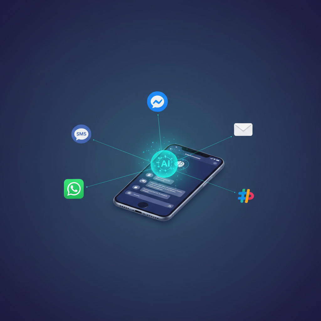 AI hub connecting multiple messaging platforms for unified customer communication