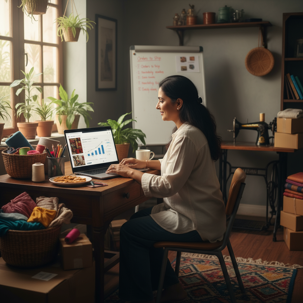 Best 1 Lakh Investment Business Ideas | Start in 2025 4 Home-based online business success visualization