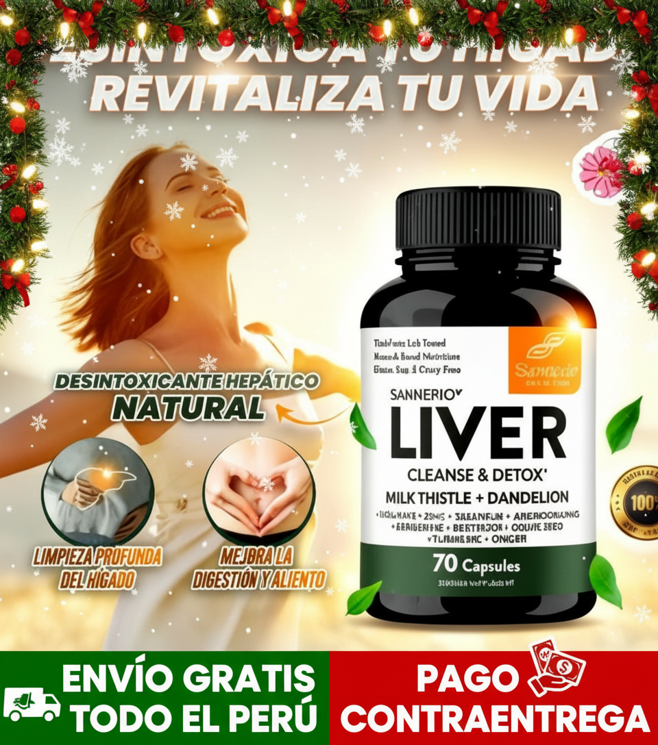 Banner Liver Cleanse navide&ntilde;o destacando env&iacute;o gratis y pago contraentrega.