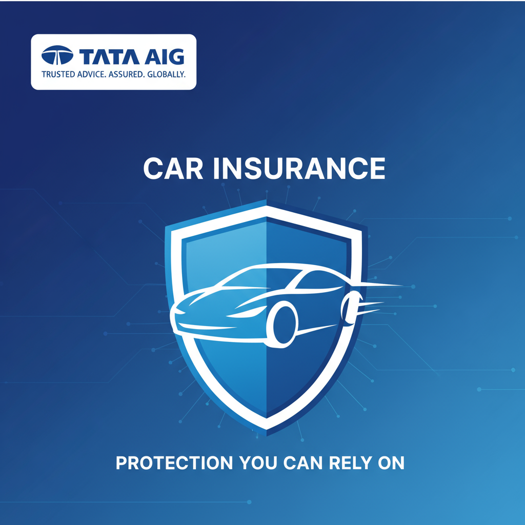 Tata AIG Car Insurance Review 2025 – Plans, Features, Pros & Cons 2 Tata AIG car insurance branded logo with protection shield and car graphic