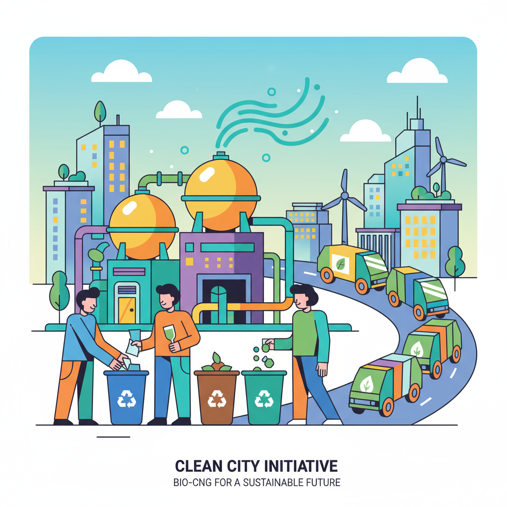 Clean city waste management illustration