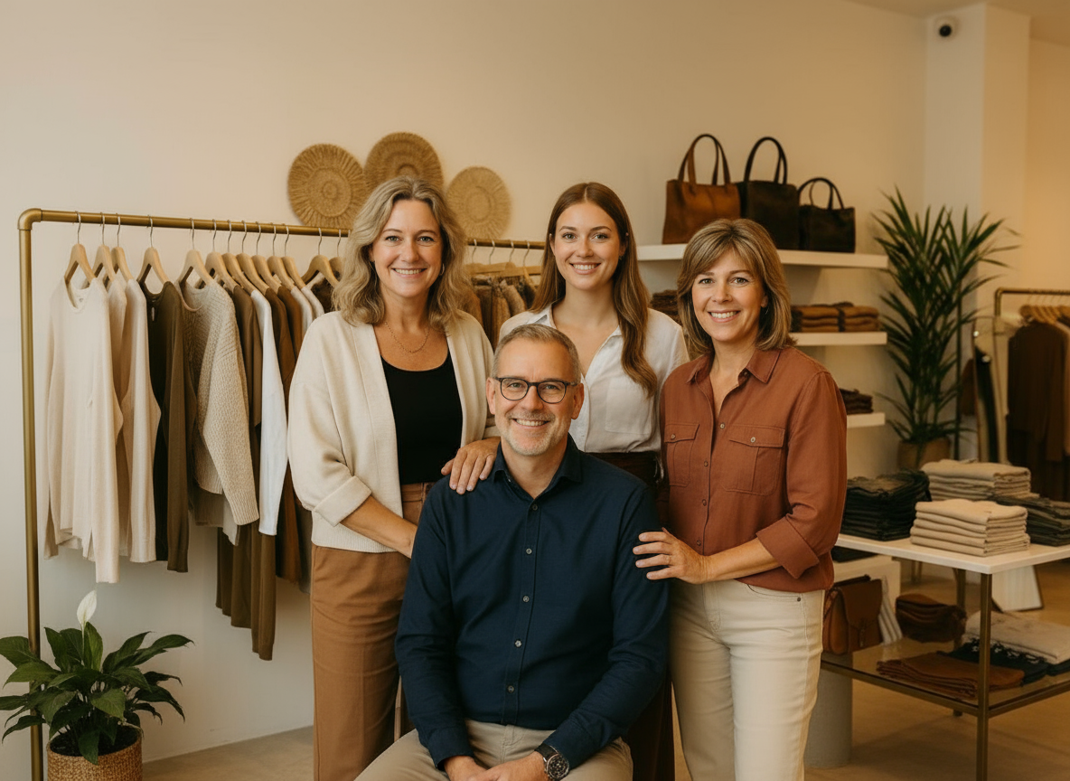 Familienfoto im Bekleidungsgeschäft