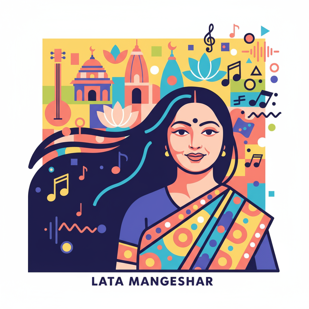 Lata Mangeshkar cultural heritage illustration