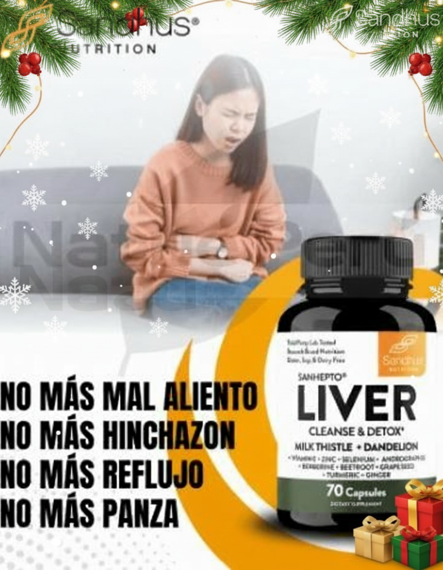 Anuncio Liver Cleanse mejorado en calidad con estilo navide&ntilde;o elegante.