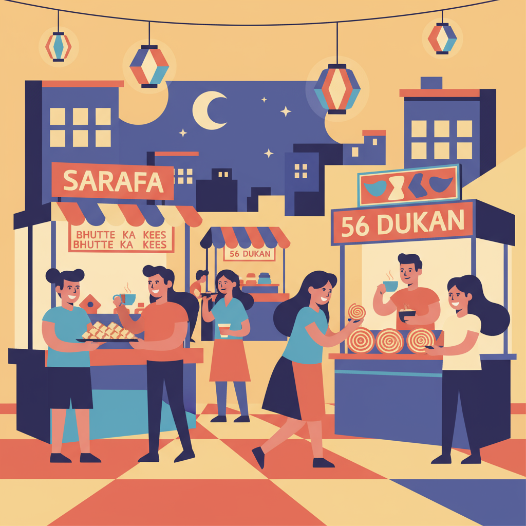 Street food culture illustration