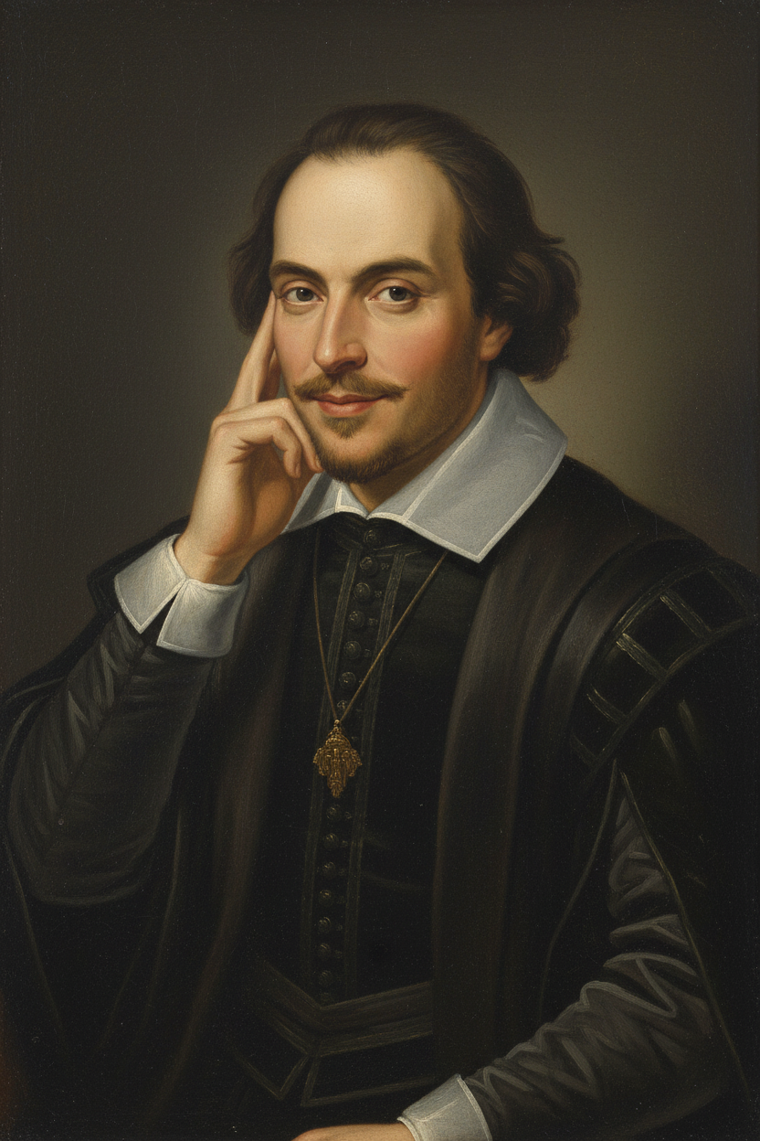 Shakespeare portrait with face swapped with professional photo
