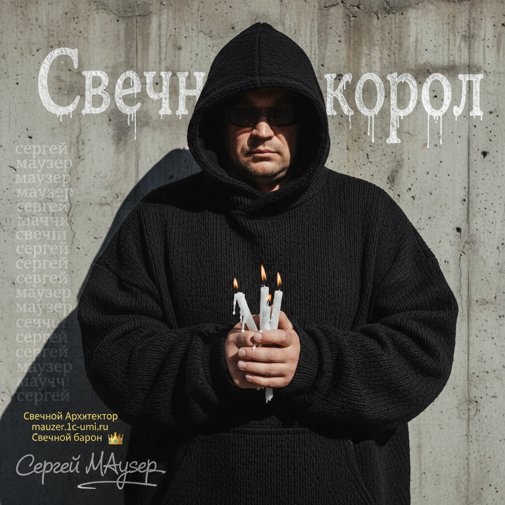 Портрет мужчины в брендовой толстовке с церковными свечами на фоне граффити.