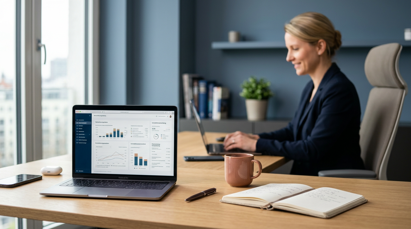 Professioneller Arbeitsplatz einer virtuellen Assistenz