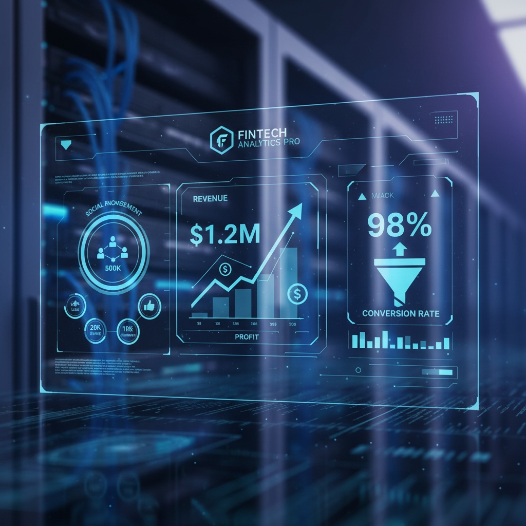 A fintech marketing dashboard showing high engagement and conversions.