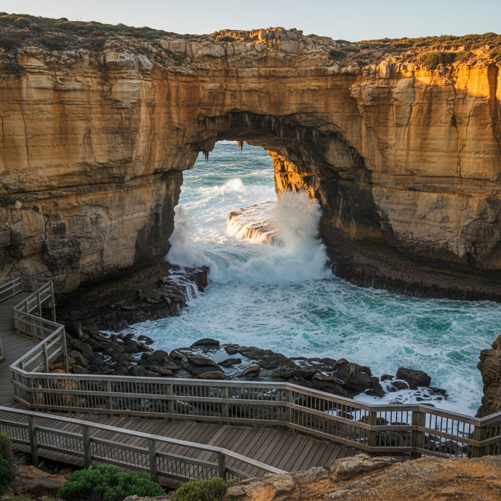 Admirals Arch with New Zealand fur seals at Cape du Couedic