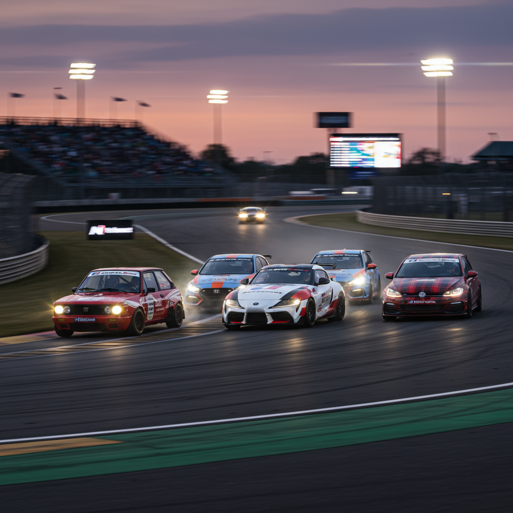 Road race showing competitive rivalry among major car brands including Fiat, Toyota, Honda, Hyundai, Volkswagen.