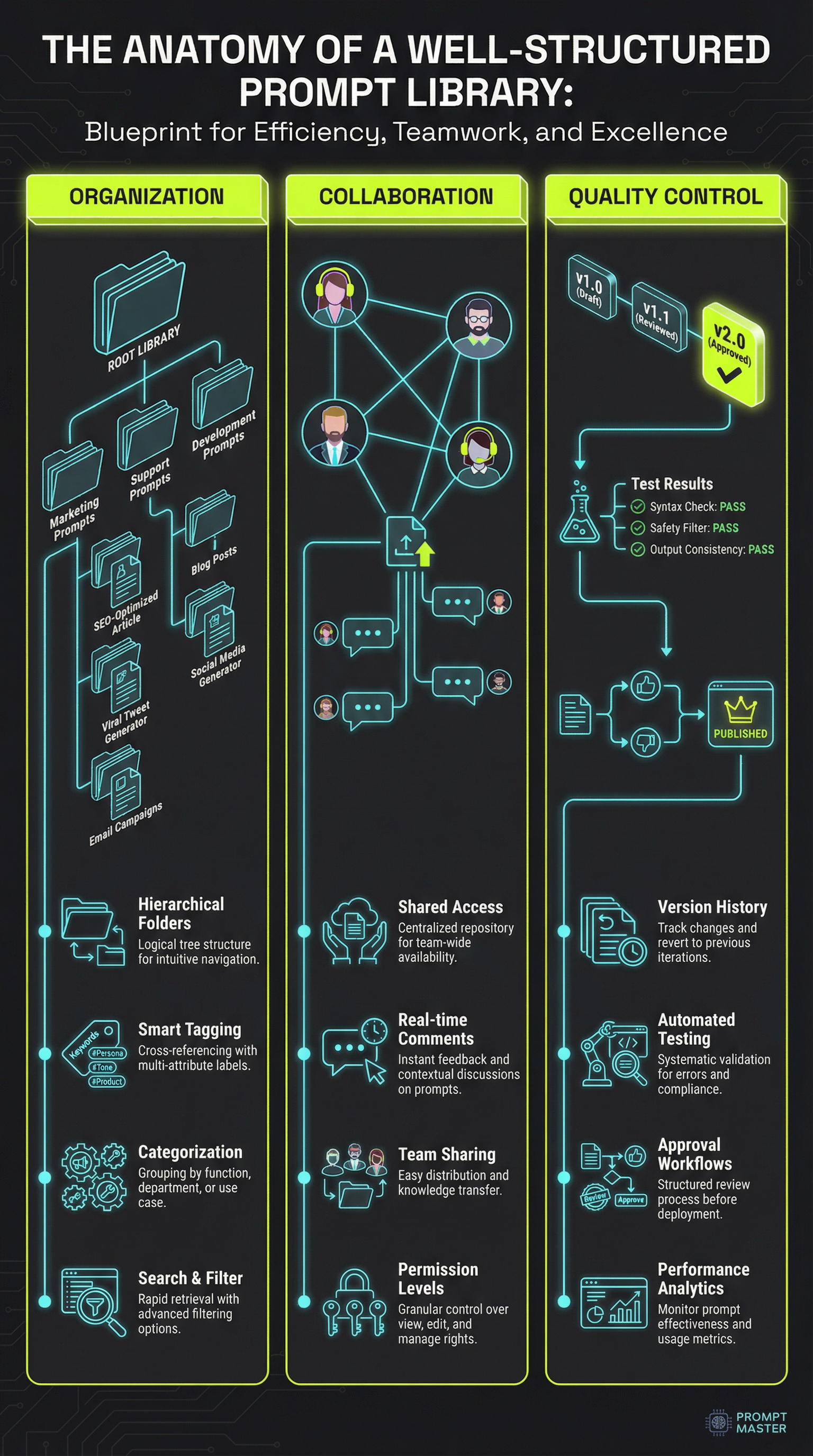 Key components of an effective prompt library structure