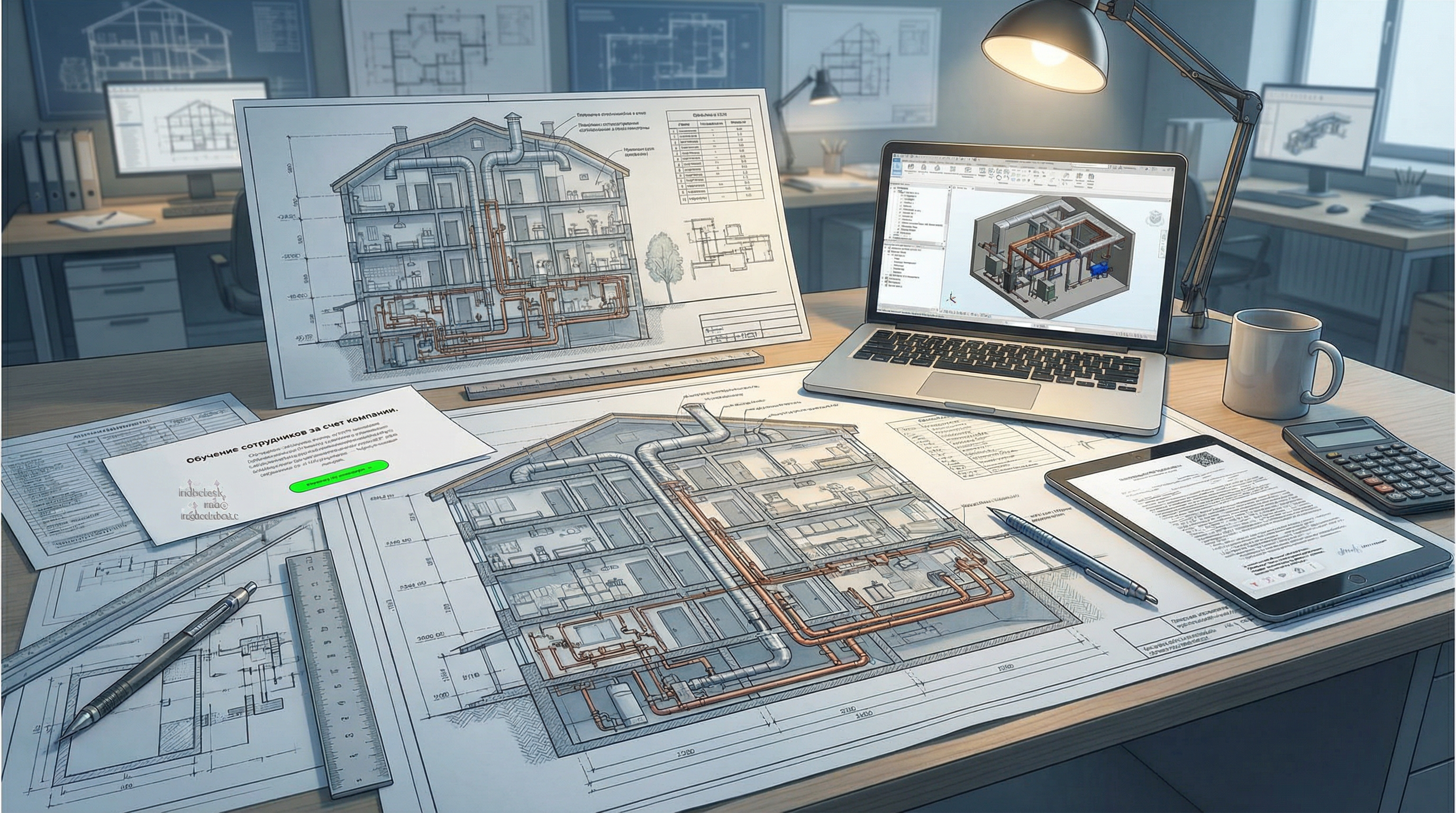 HVAC engineering blueprints and Revit/MagiCAD projects