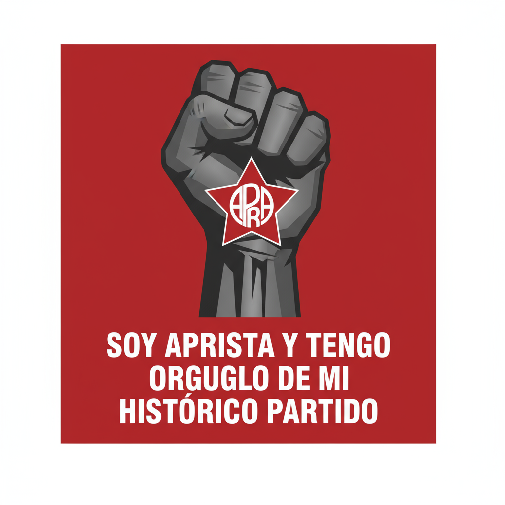 Diseño con puño, estrella aprista y lema