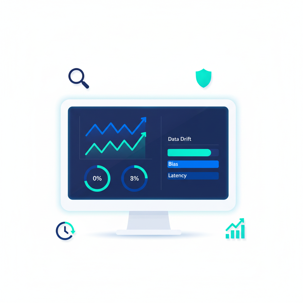 AI model monitoring and real-time performance tracking illustration