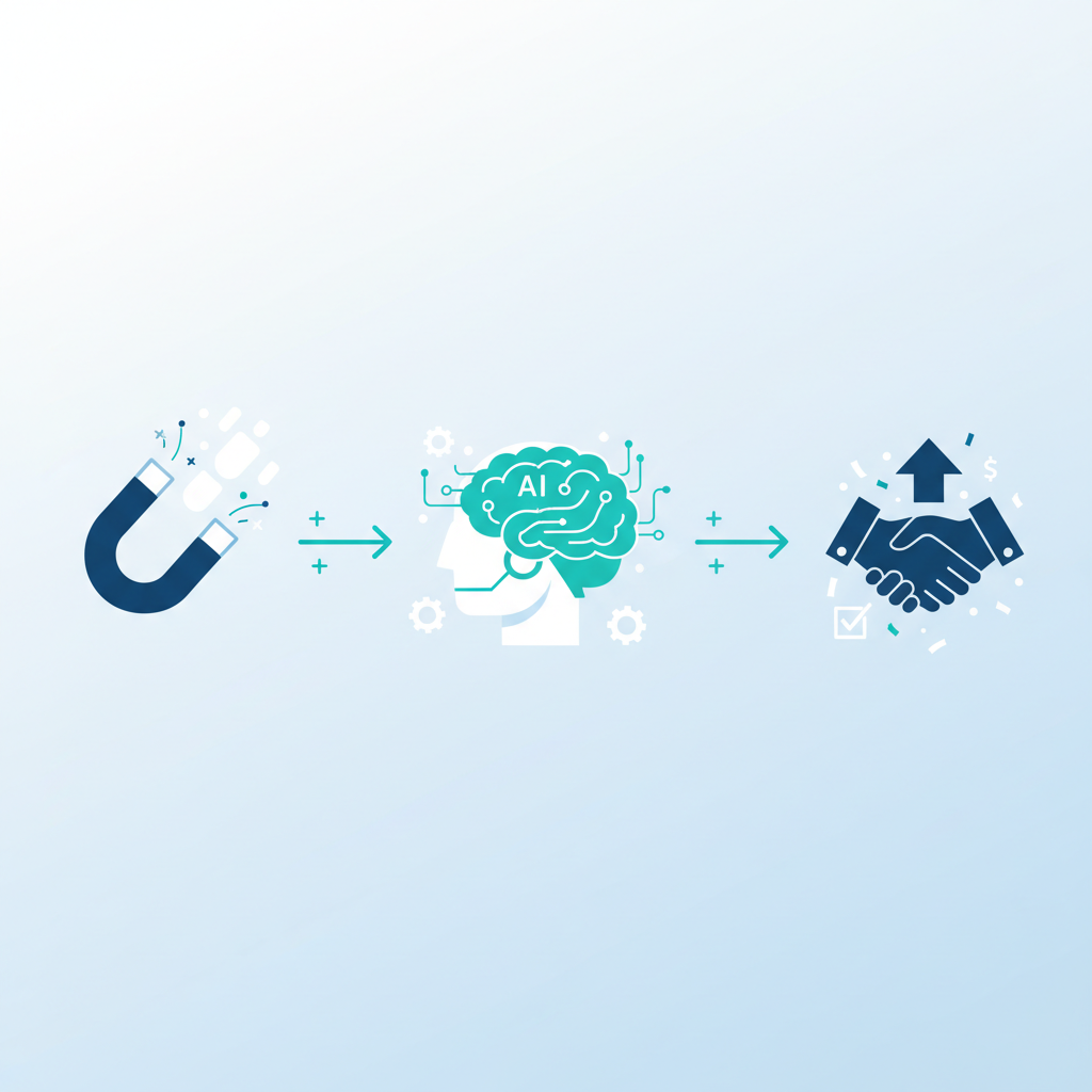 How AI-powered agents process leads through the sales pipeline from acquisition to conversion