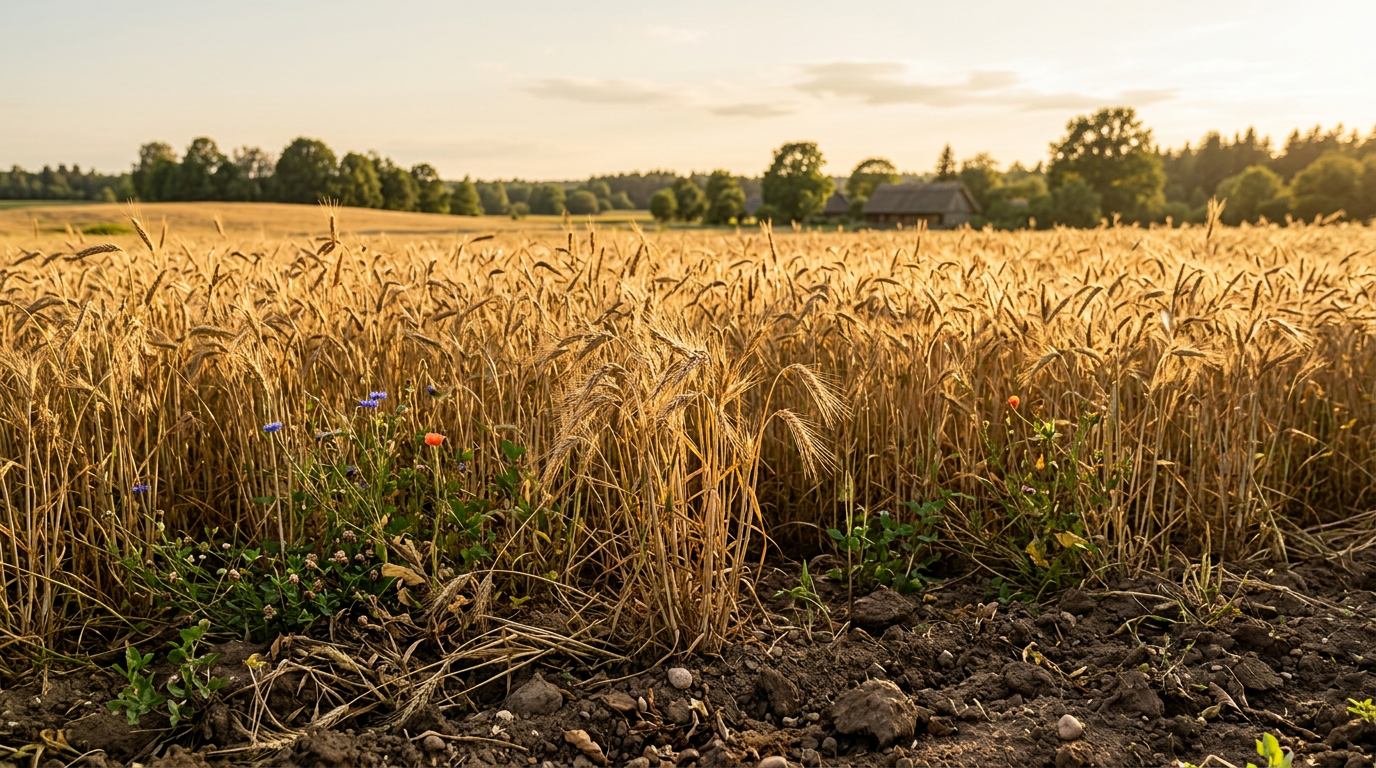 Brandus derlius saulėtoje ūkio aplinkoje
