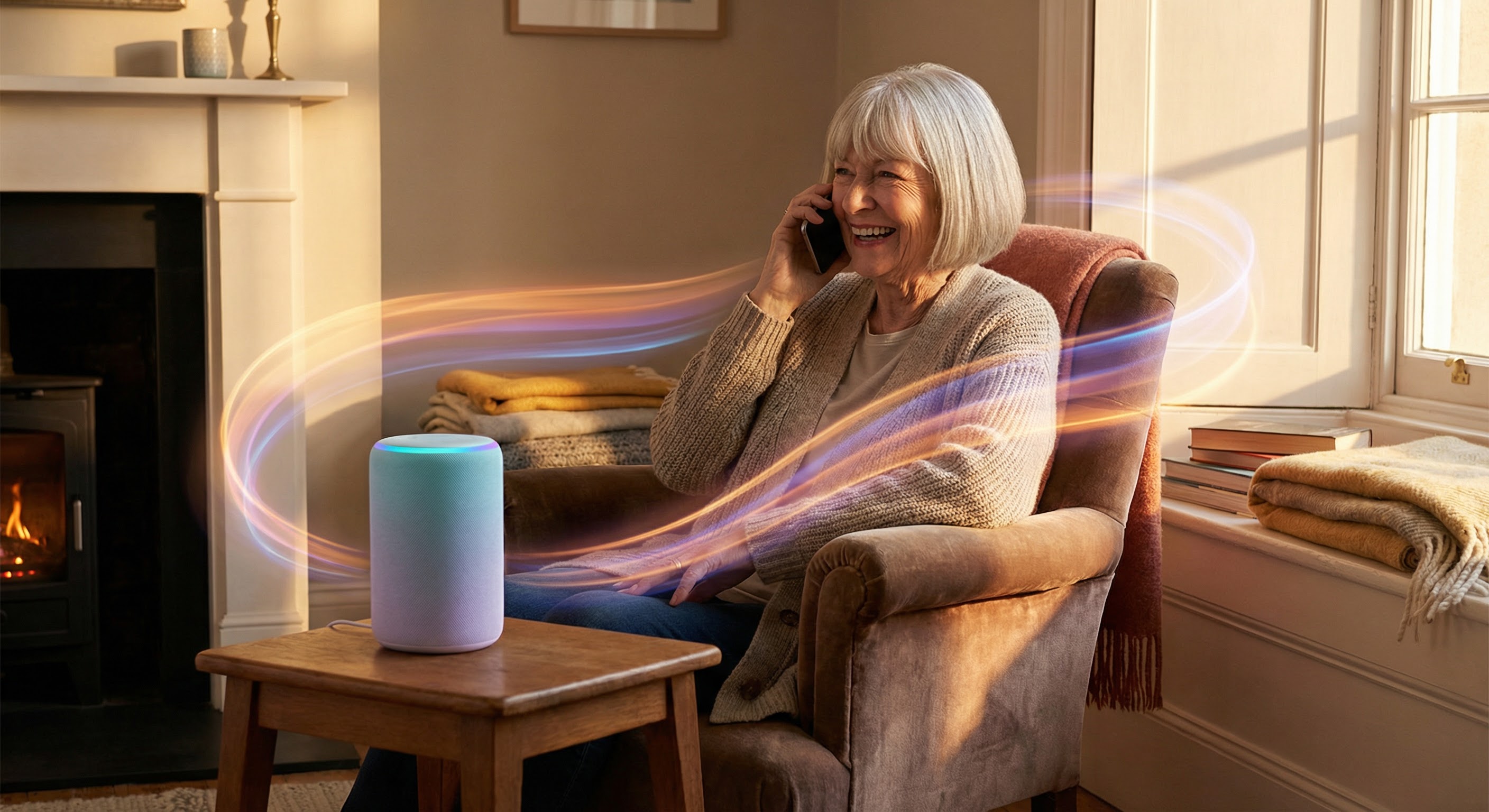 Пожилая женщина с умным устройством