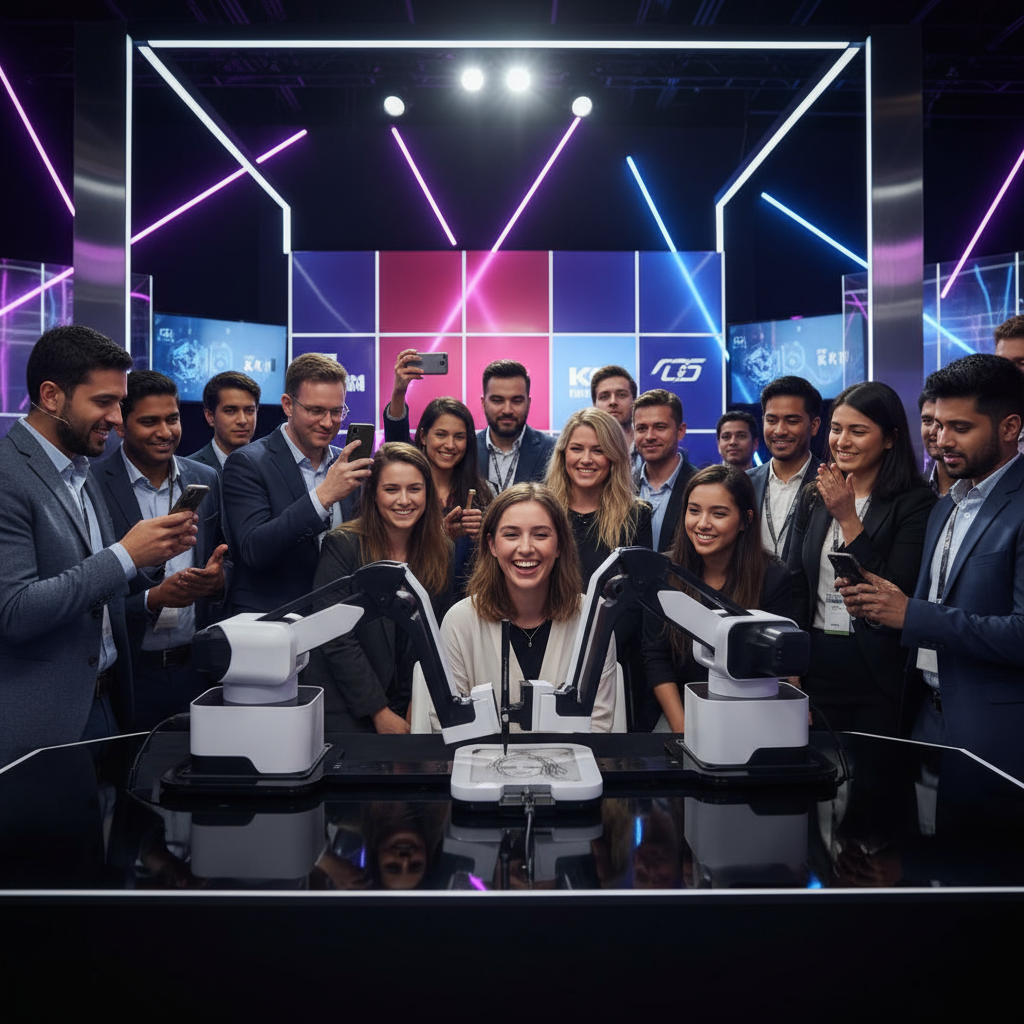 Original Sketch Bot machine sketching live portrait at a tech event