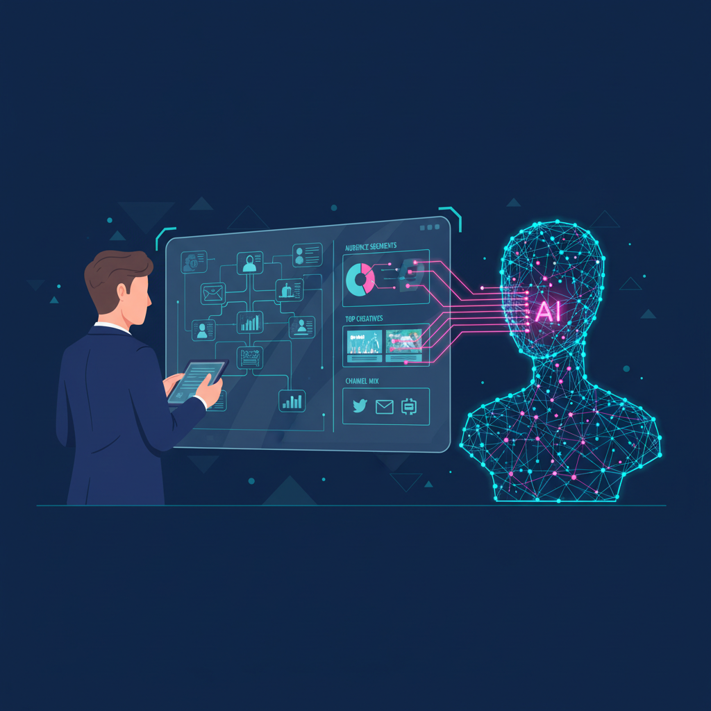 Human marketer collaborating with an AI marketing intelligence agent on campaign strategy