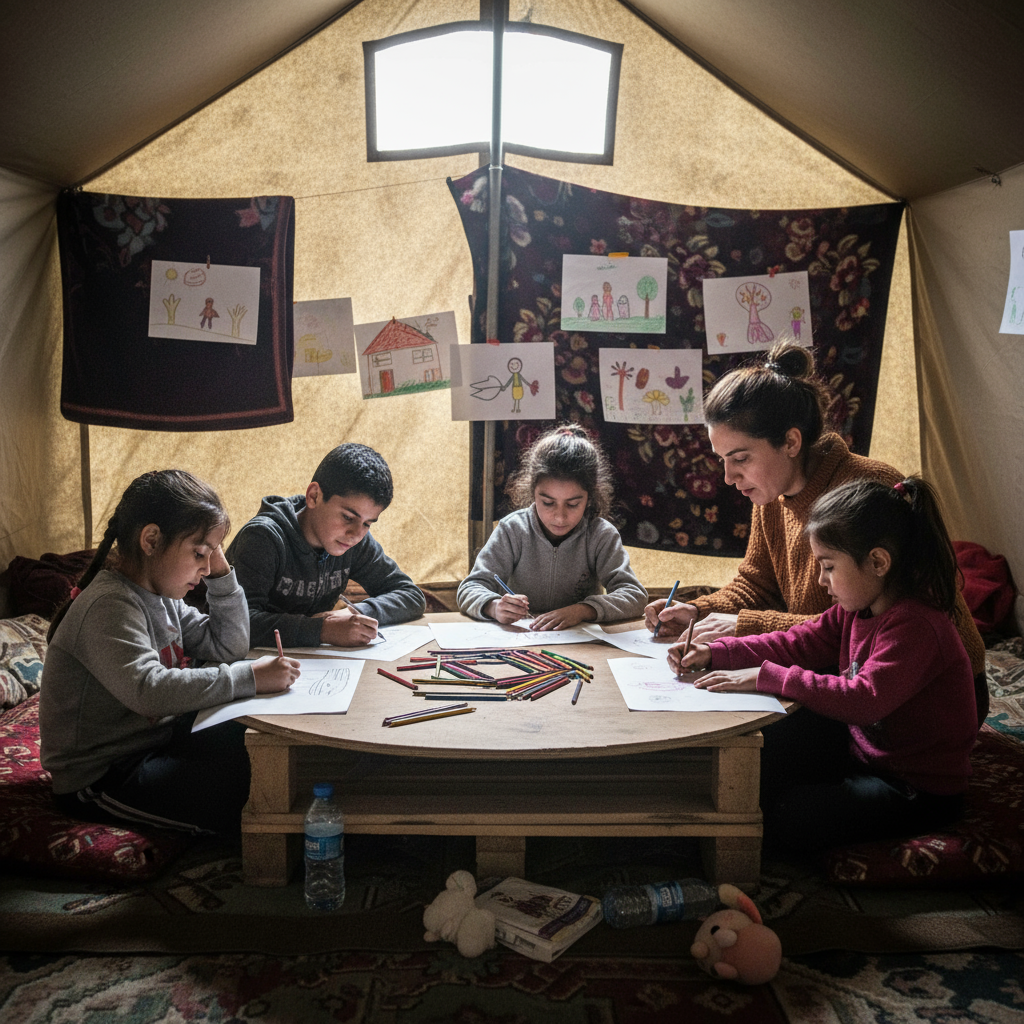 Children participating in art therapy sessions for psychological support