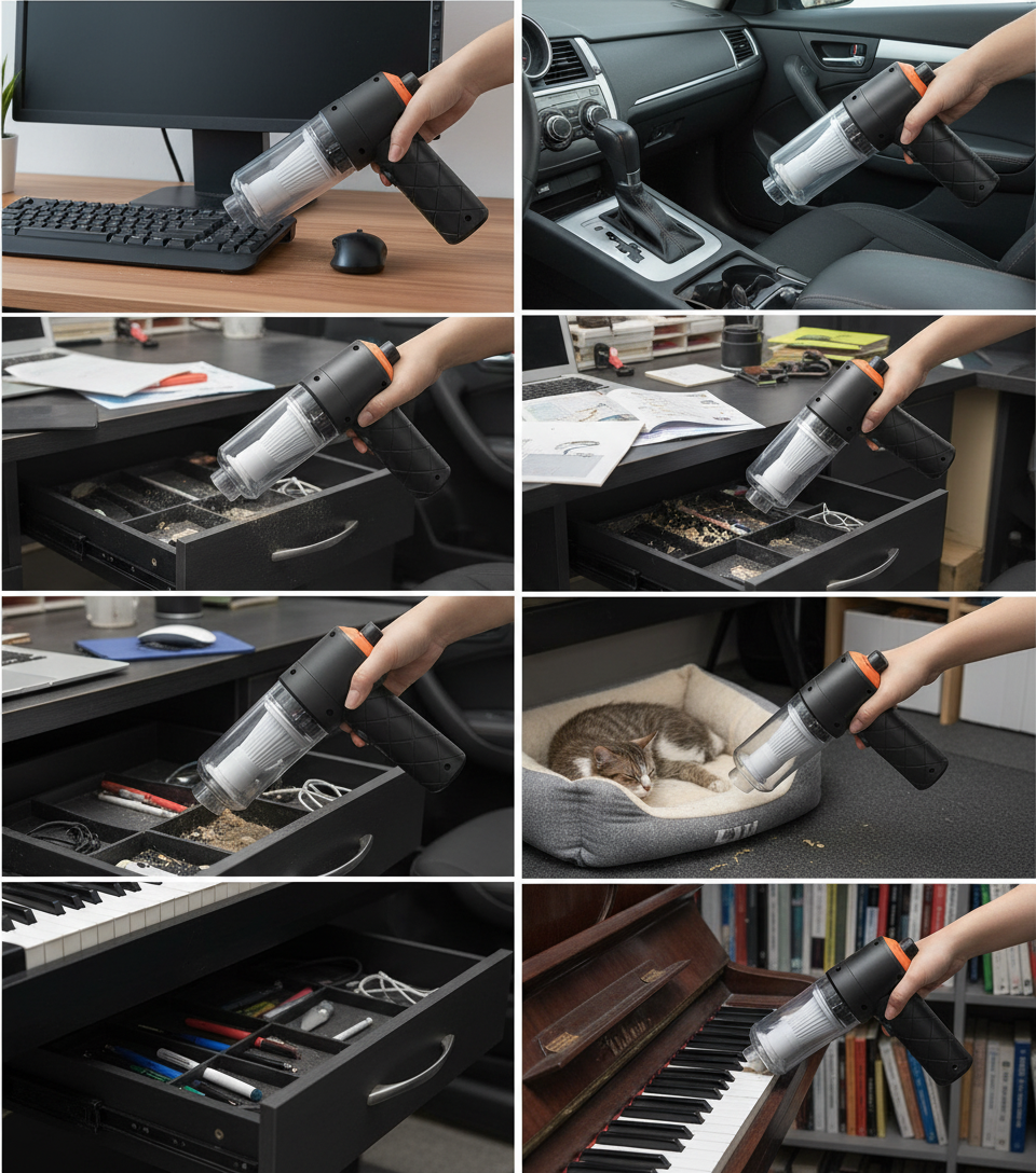 Aspiradora portátil utilizada en múltiples casos particulares y espacios.