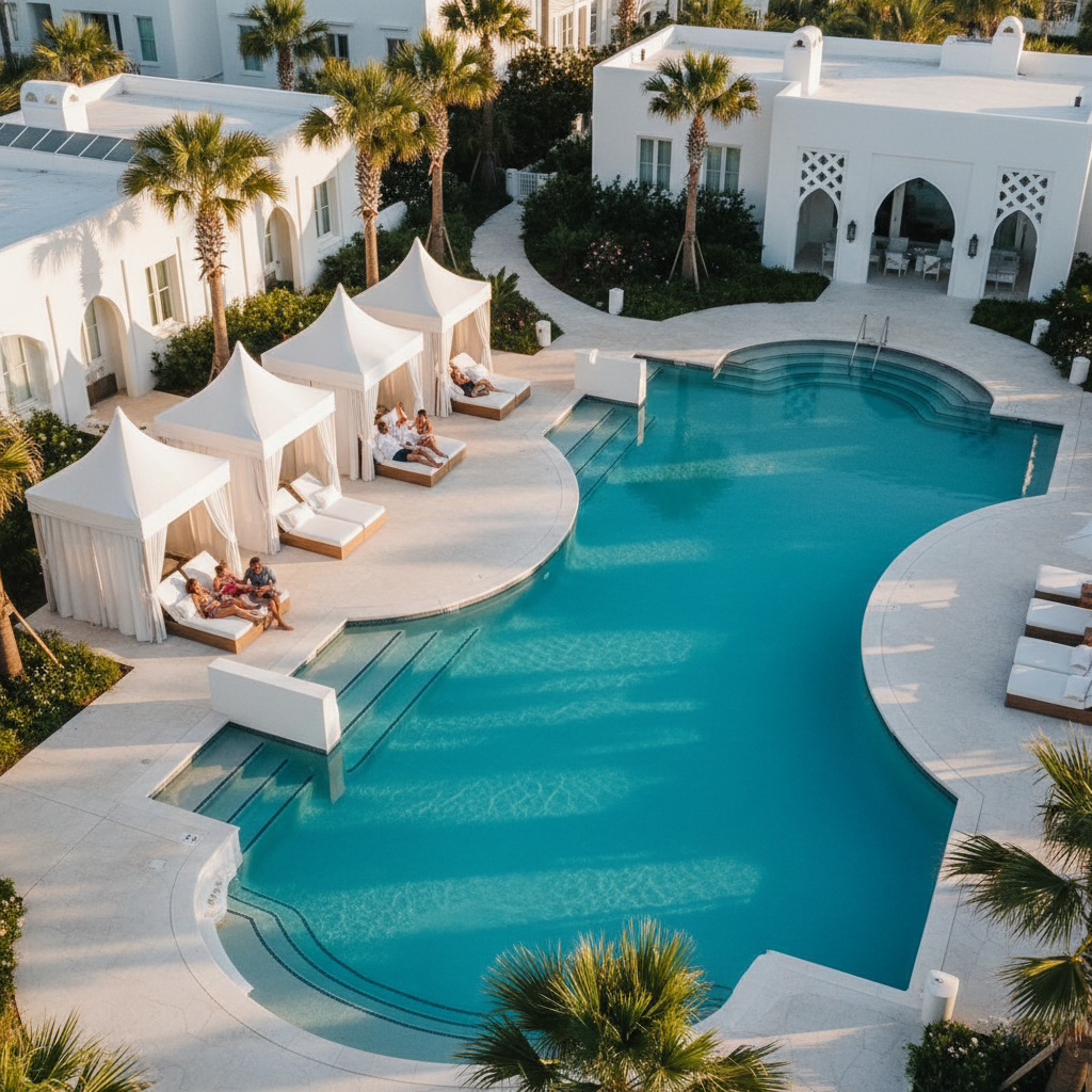 Caliza Pool Alys Beach Florida Moorish design luxury resort
