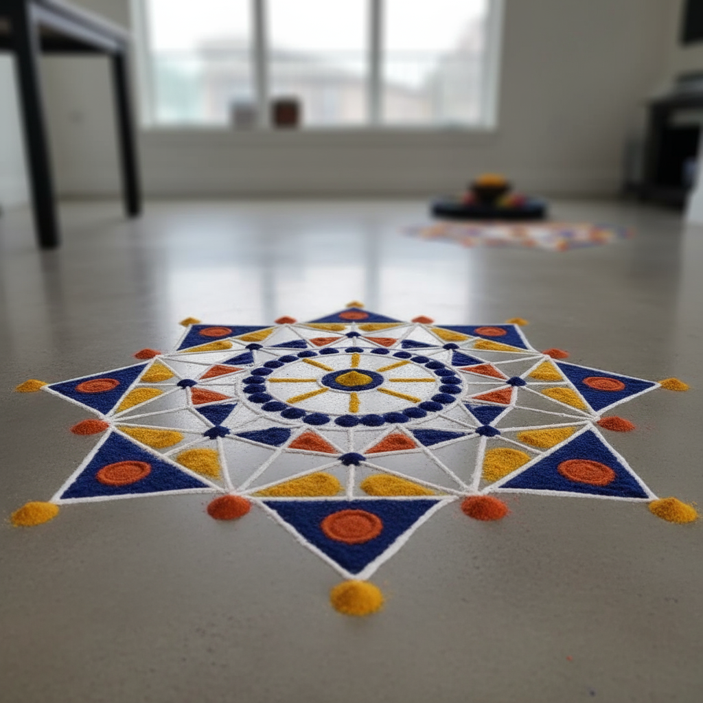 Simple Geometric Simplicity Rangoli with basic shapes