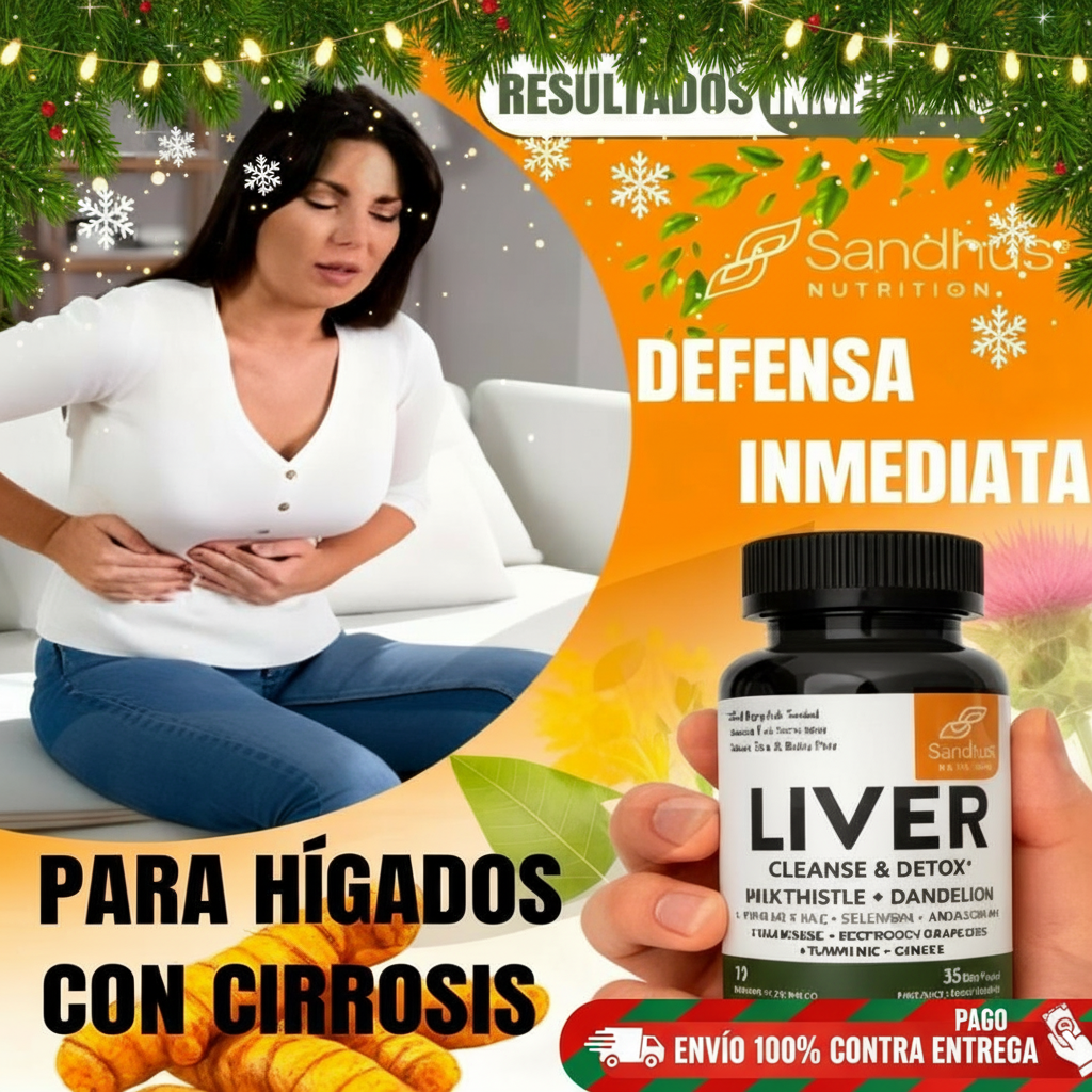Anuncio navide&ntilde;o para h&iacute;gados con cirrosis con env&iacute;o gratis y pago contraentrega.