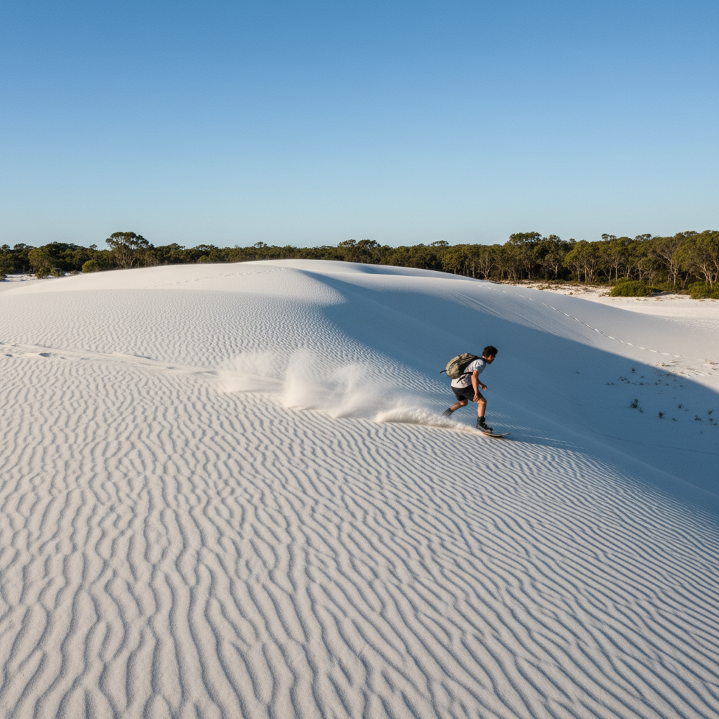Sandboarding adventure at Little Sahara dunes