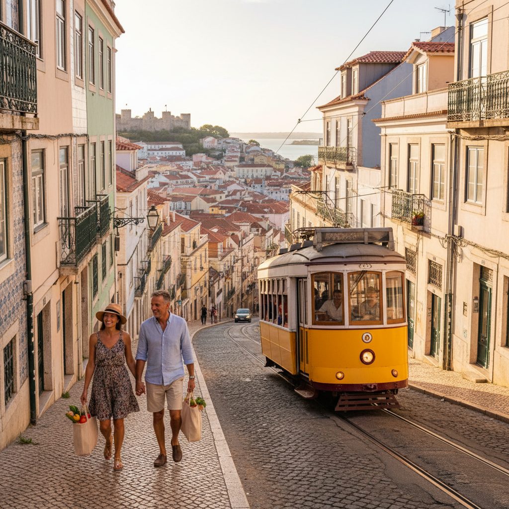 American expats exploring Lisbon's historic neighborhoods in Portugal