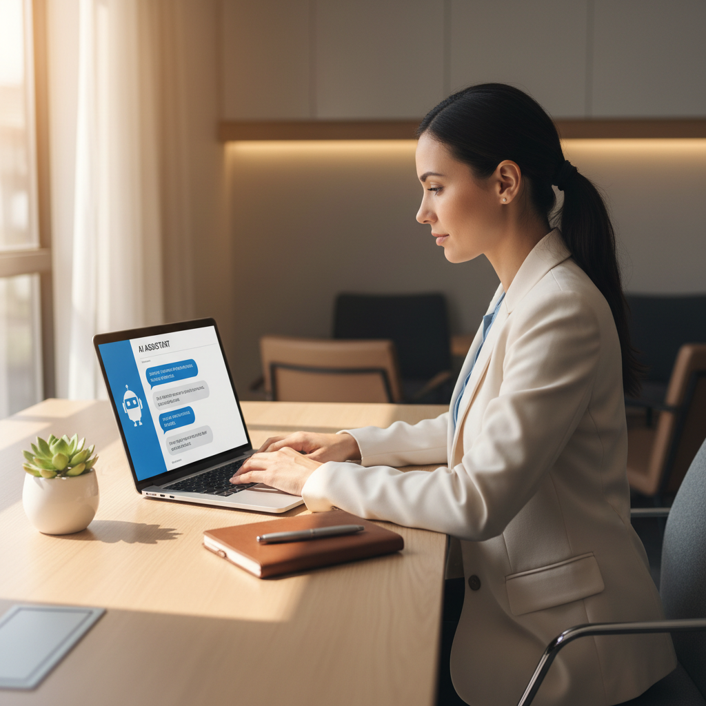 Employee learning to use AI tools at their workstation during onboarding