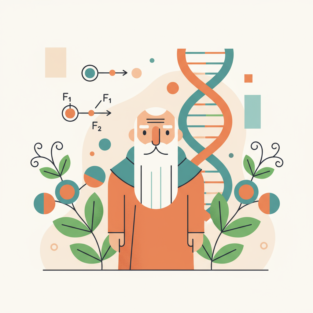 Gregor Mendel Genetics Illustration