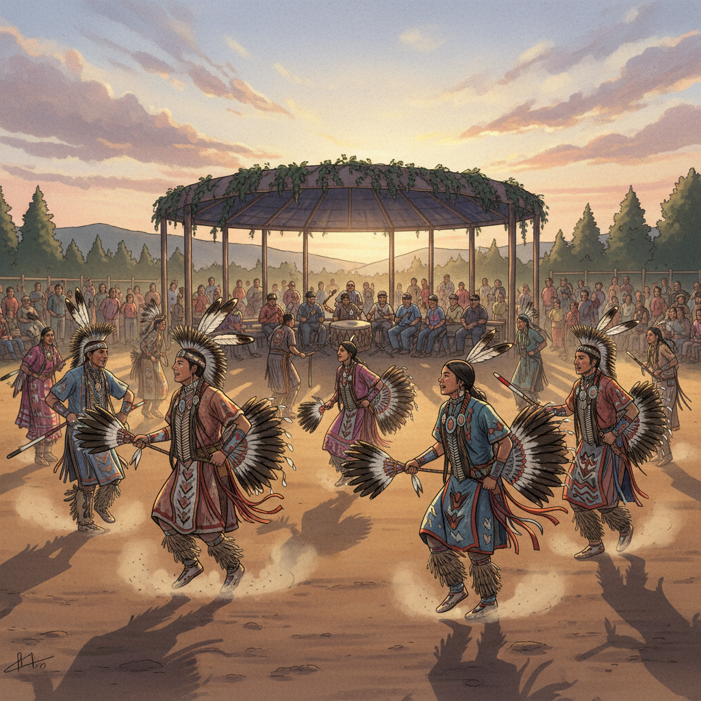 Outdoor powwow dance