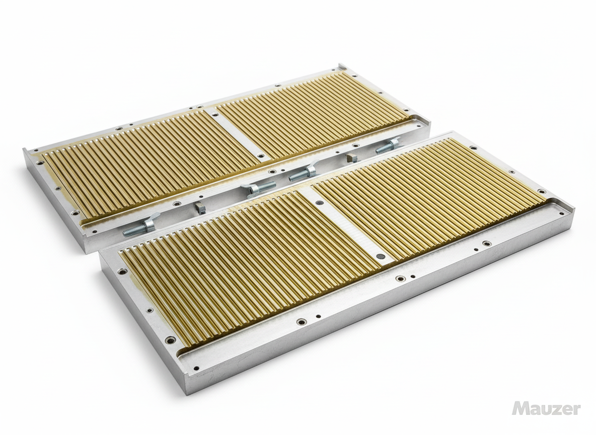 Professional product photo of premium Mauzer aluminum molds for orthodox church candles on white background.