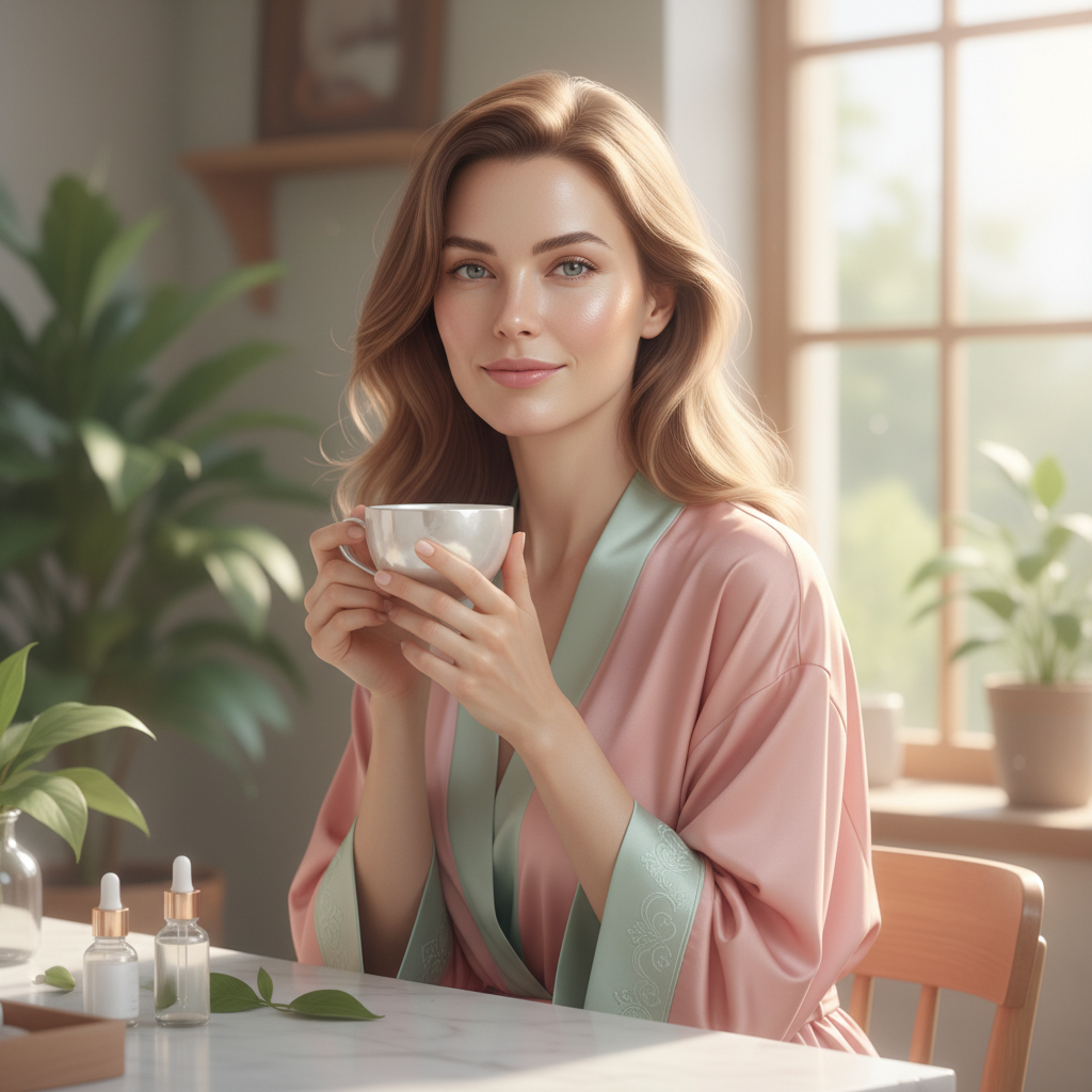 Confident woman with glowing skin