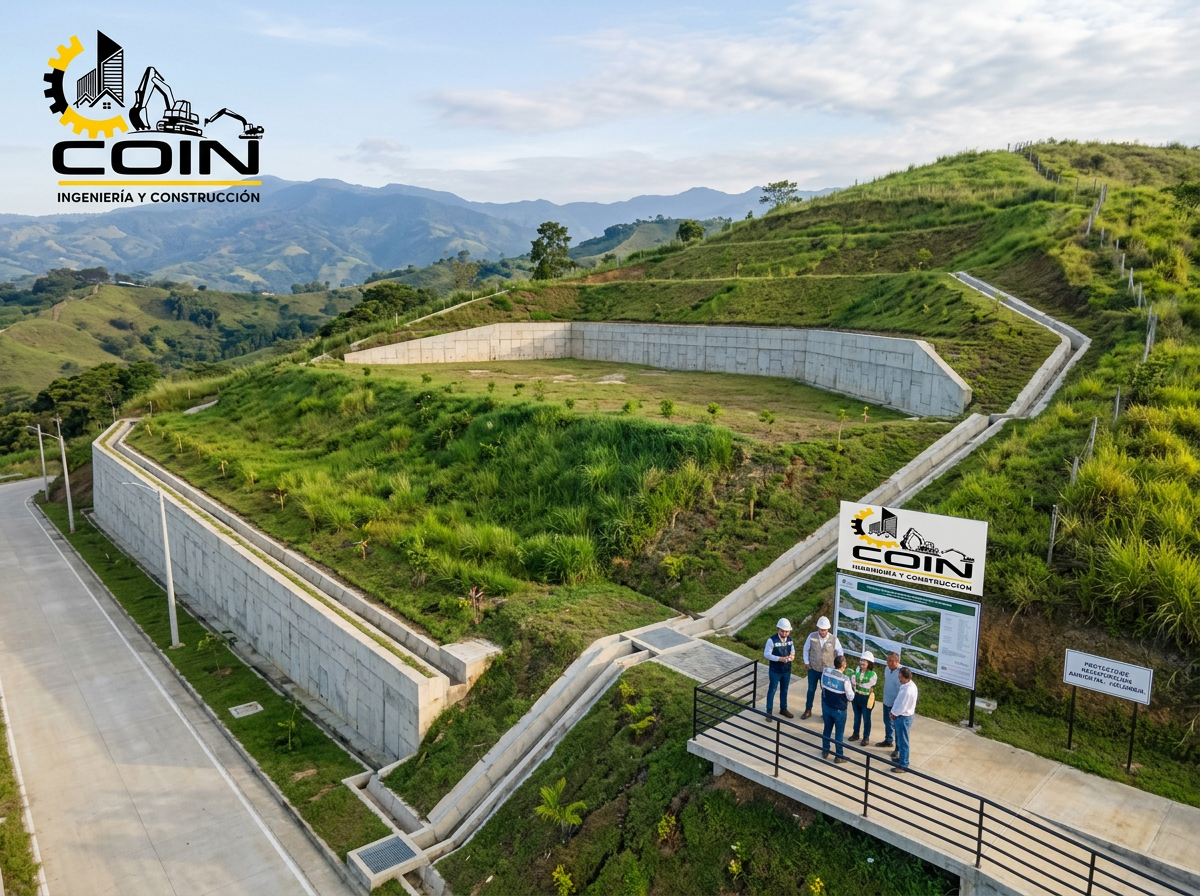 Obra de mitigación ambiental con revegetación