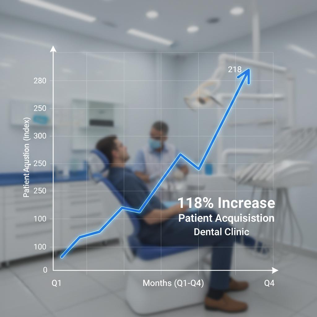 Lakeside Dental growth chart showing 118% increase in patient acquisition