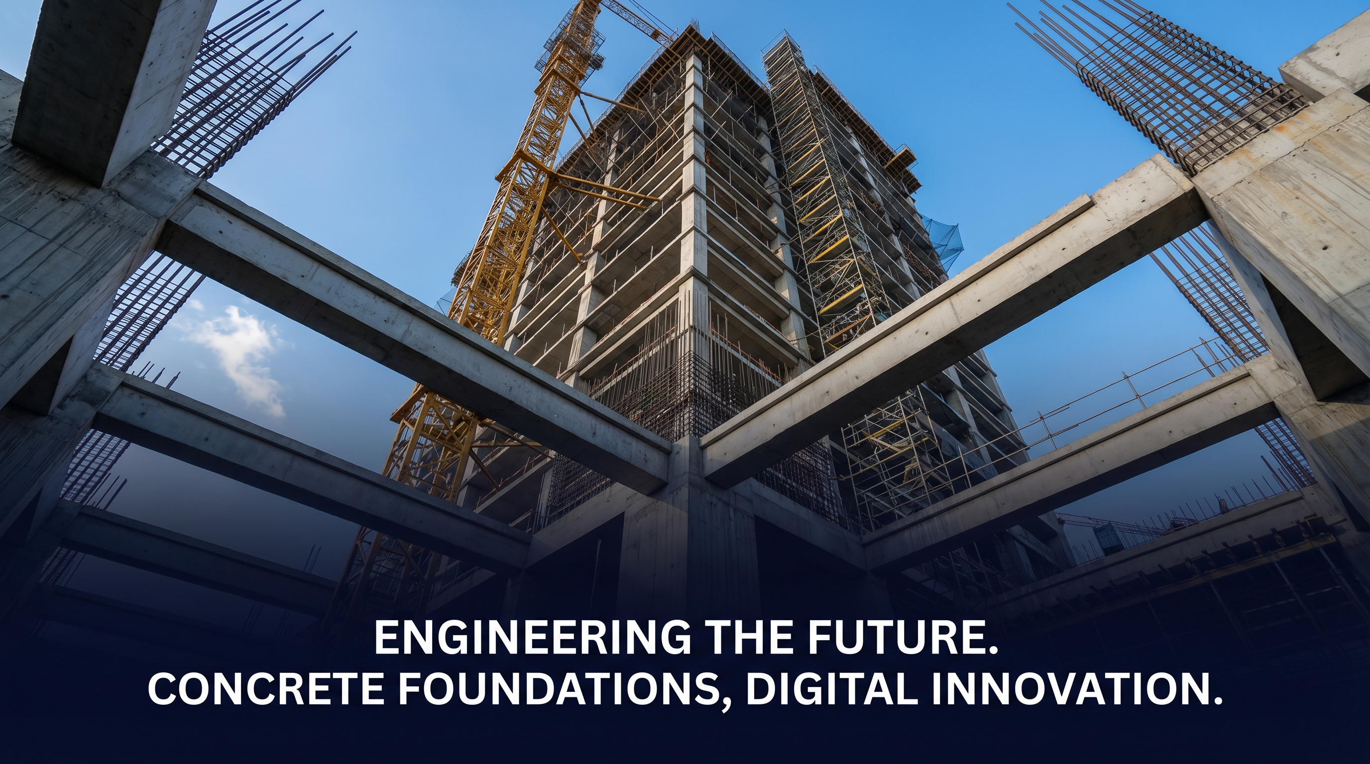 Строящееся здание — железобетонный и стальной конструктивный каркас