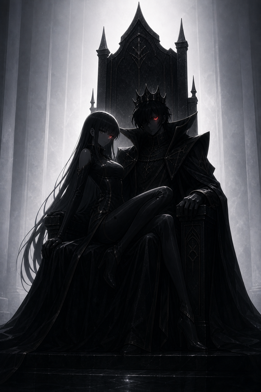 Emperor Lelouch and C.C. on the throne